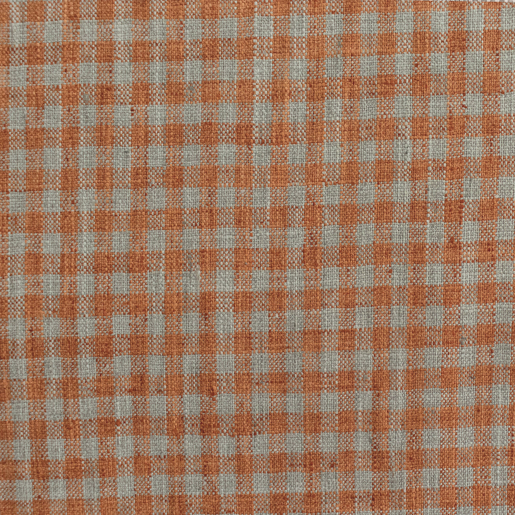 Bitter Orange Check Linen Cotton Fabric