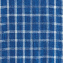 Load image into Gallery viewer, Cobalt Plaid Linen Fabric