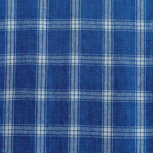 Load image into Gallery viewer, Cobalt Plaid Linen Fabric