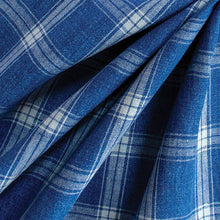 Load image into Gallery viewer, Cobalt Plaid Linen Fabric