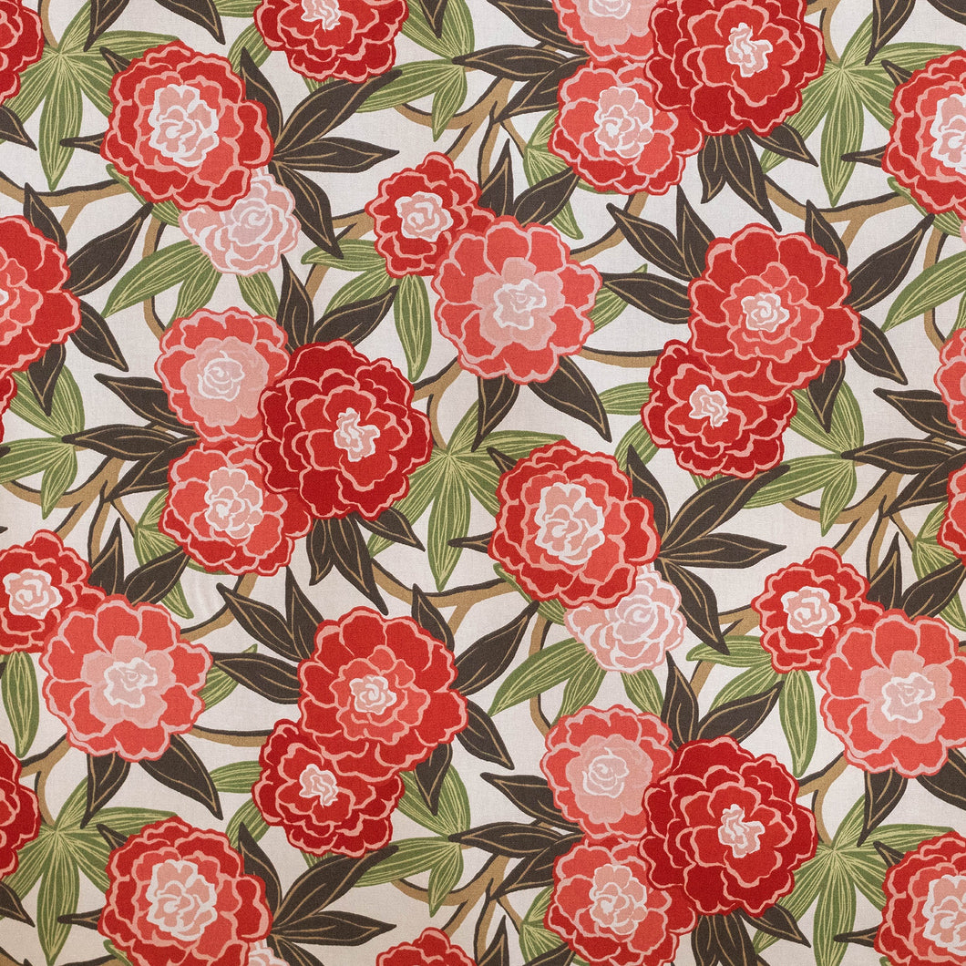 Coral Peony Fabric